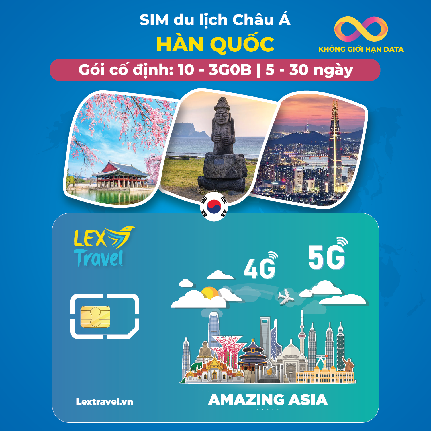 Sim du lịch Hàn Quốc: Gói cố định