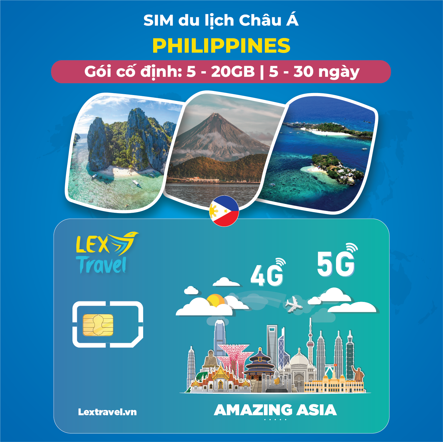 Sim du lịch Philippines: Gói cố định