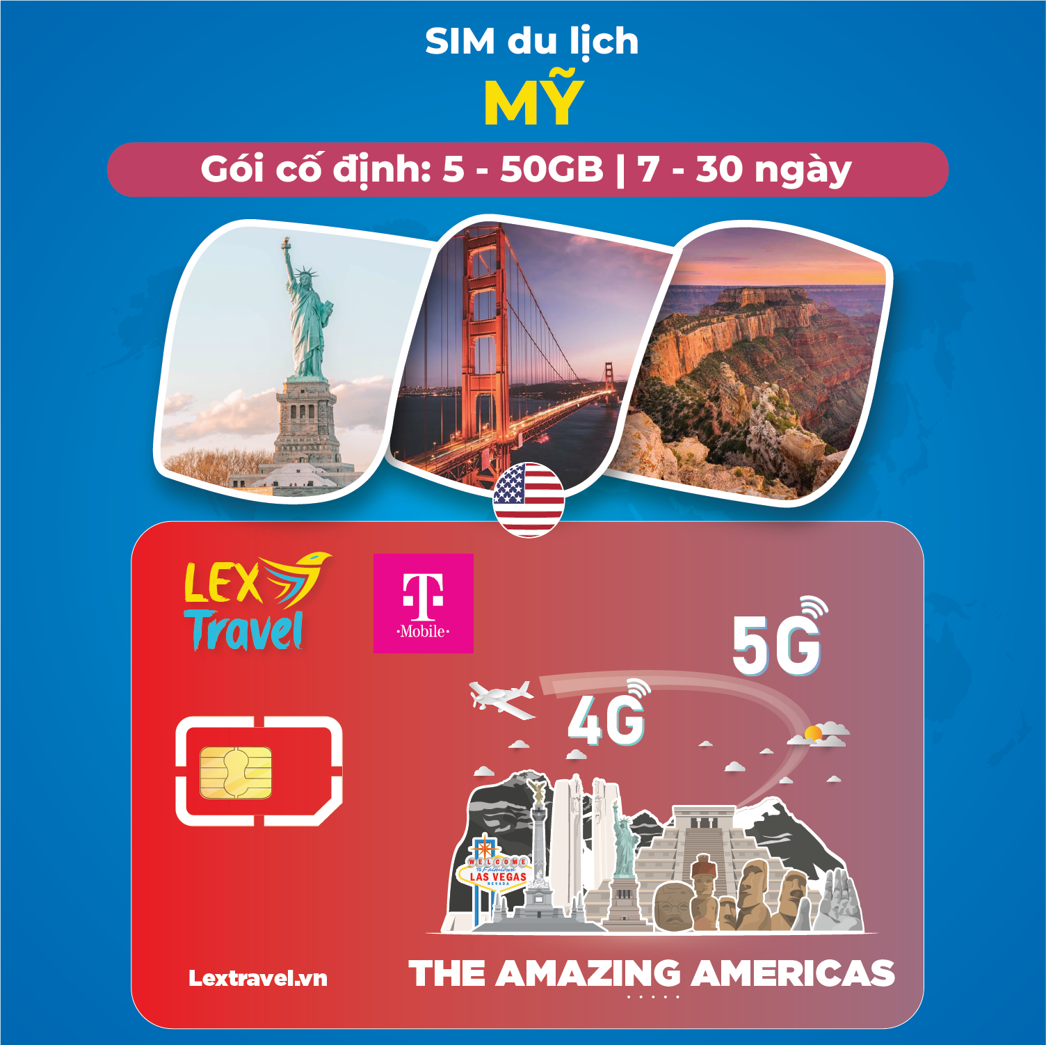 Sim Mỹ (Chỉ có data) - Gói Theo Ngày